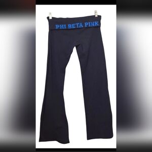 VINTAGE '06 Victoria’s Secret PINK VS Blue PHI BETA Fold Over Yoga Pants Flare M